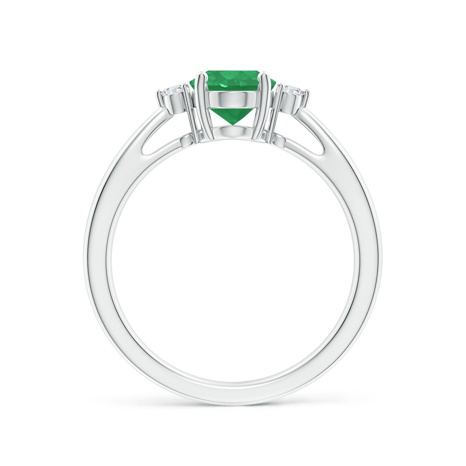 8x6mm A Tapered Shank Emerald Solitaire Ring with Diamond Accents in White Gold side-1