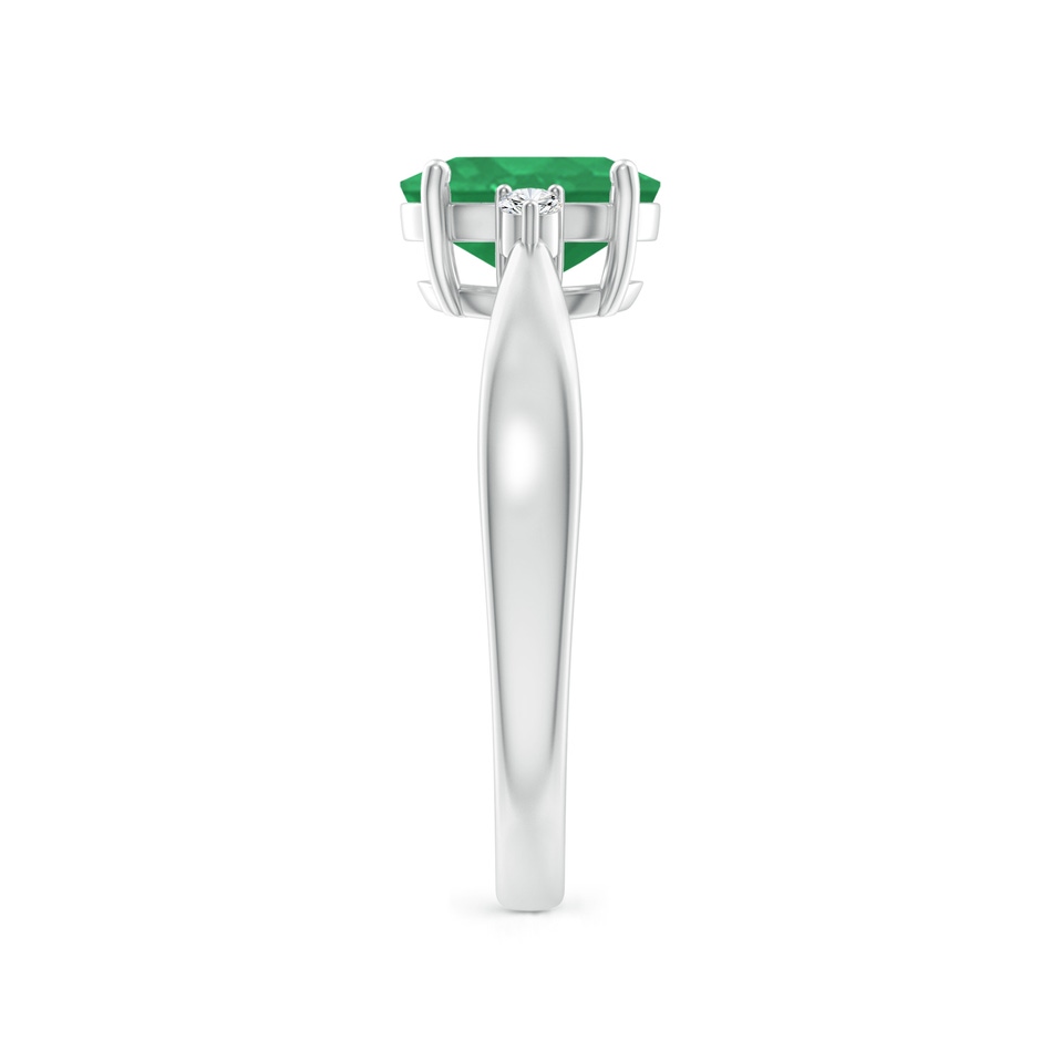 8x6mm A Tapered Shank Emerald Solitaire Ring with Diamond Accents in White Gold side-2