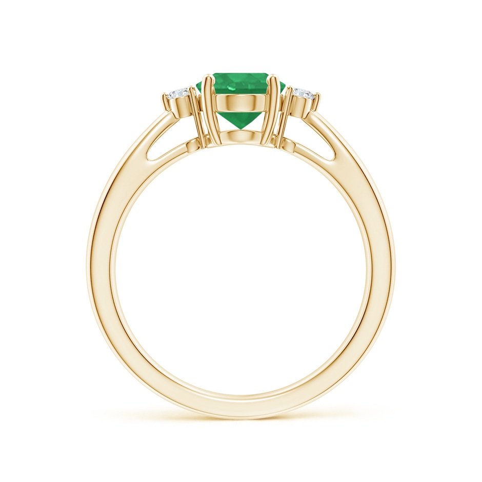 8x6mm A Tapered Shank Emerald Solitaire Ring with Diamond Accents in Yellow Gold side-1