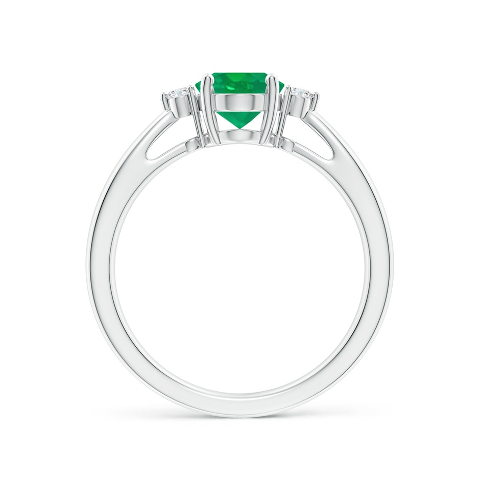8x6mm AA Tapered Shank Emerald Solitaire Ring with Diamond Accents in White Gold side-1
