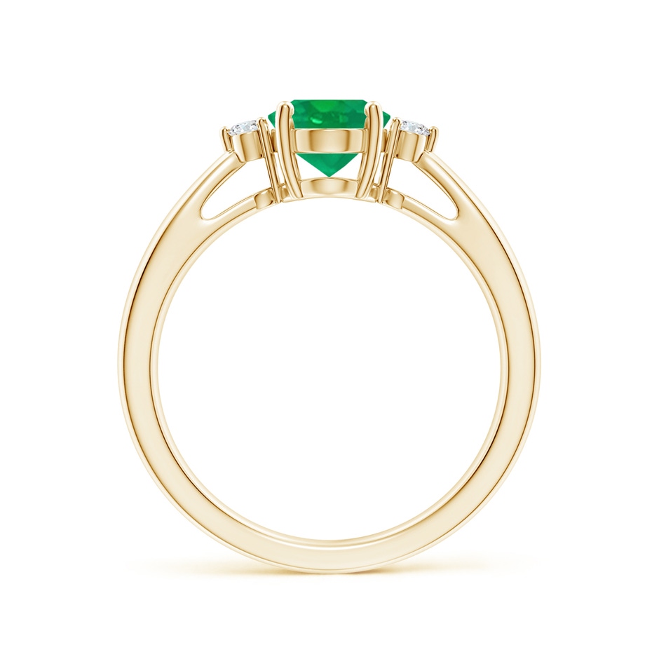 8x6mm AA Tapered Shank Emerald Solitaire Ring with Diamond Accents in Yellow Gold side-1