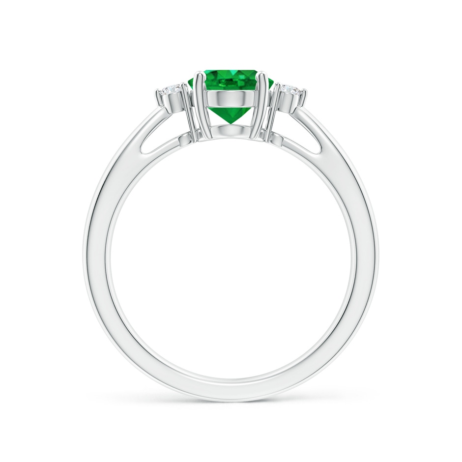 8x6mm AAA Tapered Shank Emerald Solitaire Ring with Diamond Accents in P950 Platinum side-1