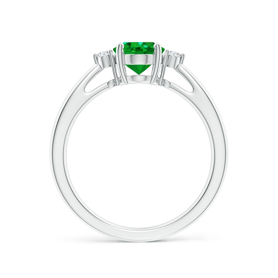 8x6mm AAAA Tapered Shank Emerald Solitaire Ring with Diamond Accents in P950 Platinum side-1