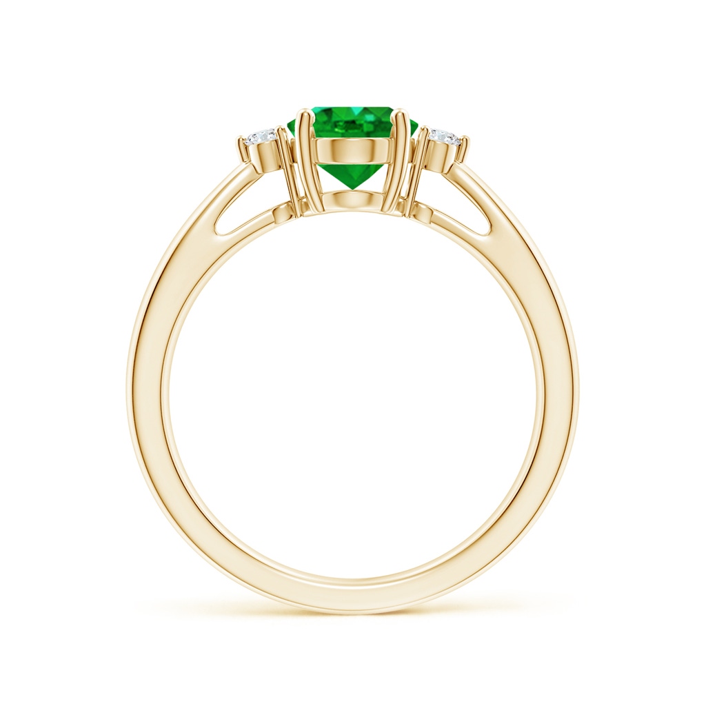 8x6mm Lab-Grown Tapered Shank Emerald Solitaire Ring with Diamond Accents in Yellow Gold - side_1