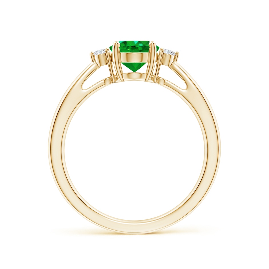 8x6mm Lab-Grown Tapered Shank Emerald Solitaire Ring with Diamond Accents in Yellow Gold side-1