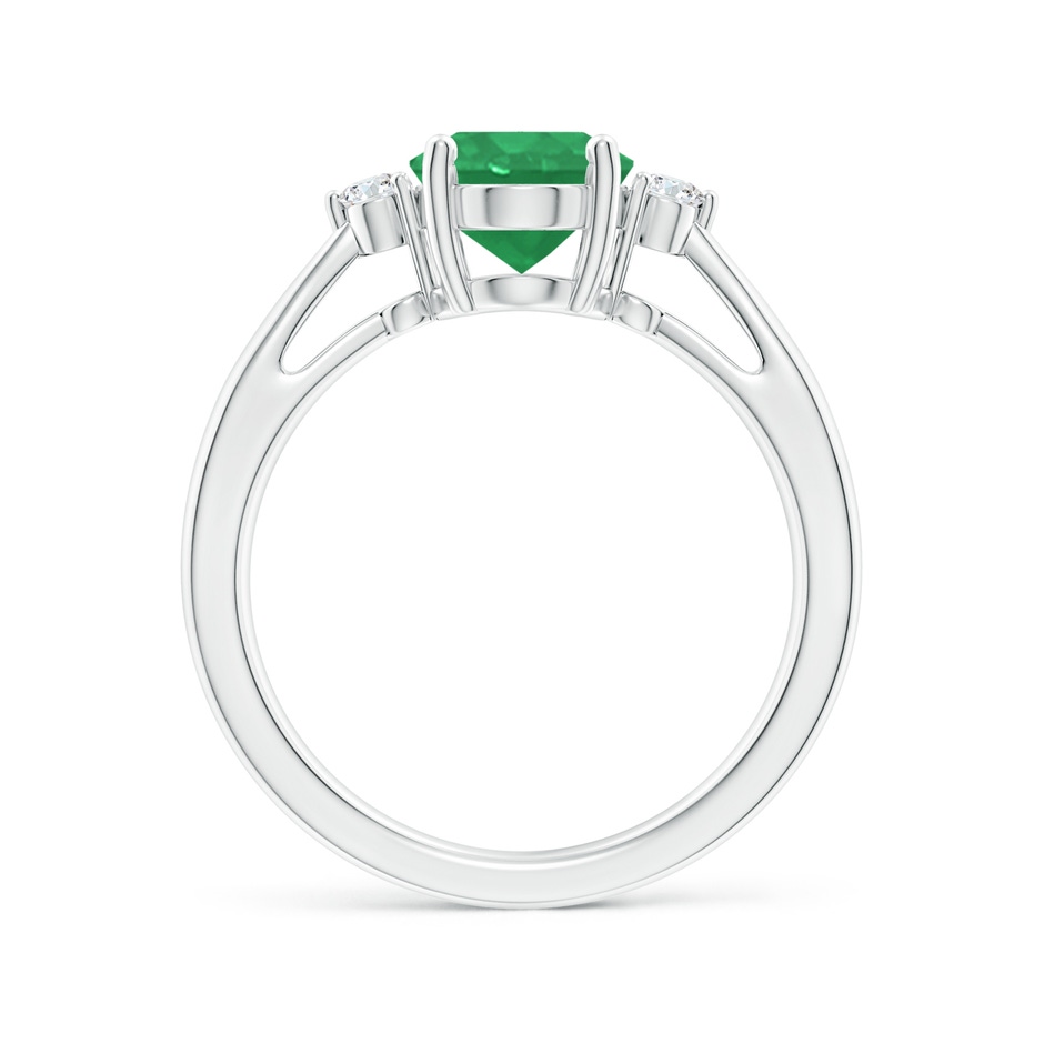 9x7mm A Tapered Shank Emerald Solitaire Ring with Diamond Accents in P950 Platinum side-1