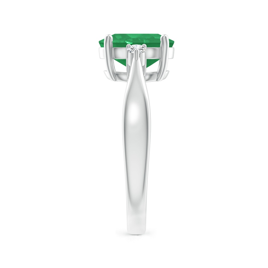 9x7mm A Tapered Shank Emerald Solitaire Ring with Diamond Accents in P950 Platinum side-2