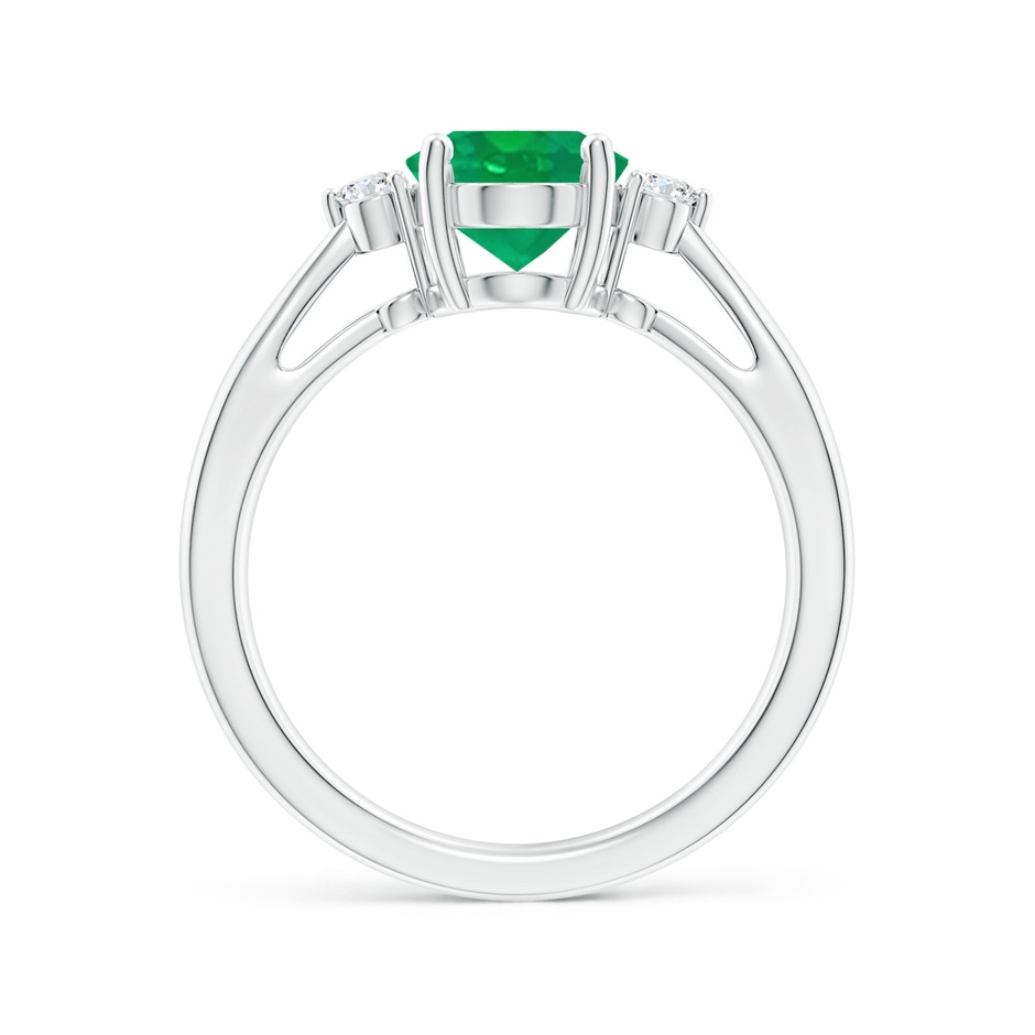 9x7mm AA Tapered Shank Emerald Solitaire Ring with Diamond Accents in P950 Platinum side-1