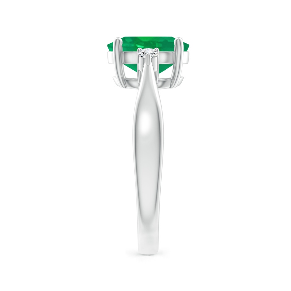 9x7mm AA Tapered Shank Emerald Solitaire Ring with Diamond Accents in P950 Platinum side-2