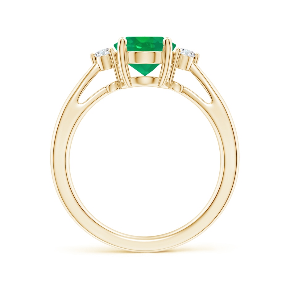 9x7mm AA Tapered Shank Emerald Solitaire Ring with Diamond Accents in Yellow Gold side-1
