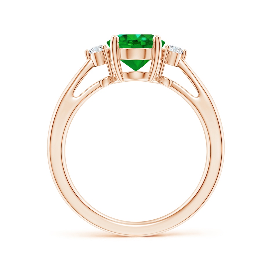 9x7mm Lab-Grown Tapered Shank Emerald Solitaire Ring with Diamond Accents in Rose Gold side-1
