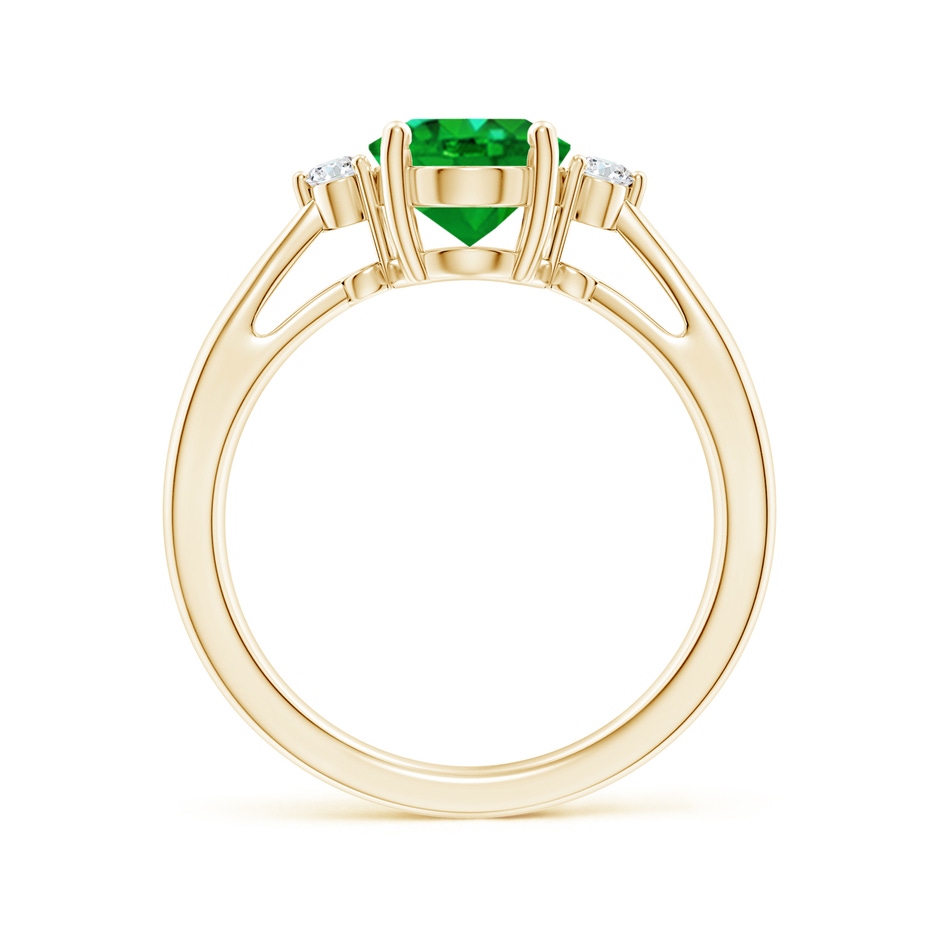 9x7mm Lab-Grown Tapered Shank Emerald Solitaire Ring with Diamond Accents in Yellow Gold side-1