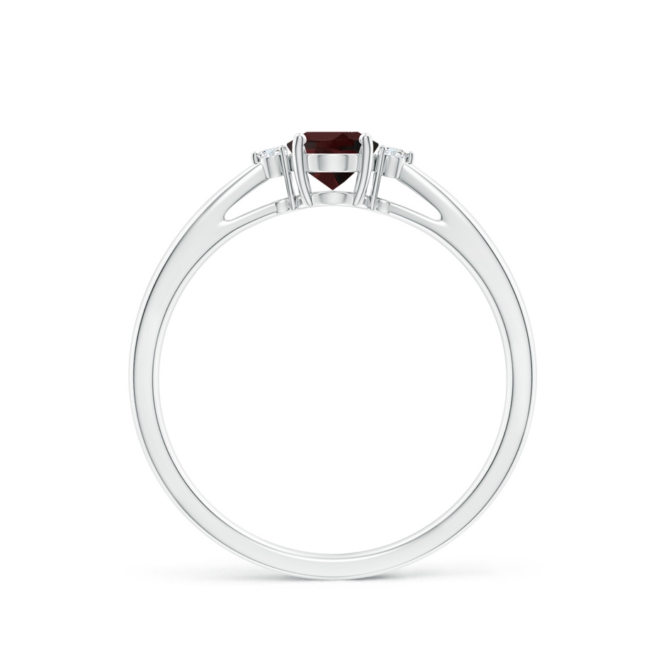 6x4mm A Tapered Shank Garnet Solitaire Ring with Diamond Accents in P950 Platinum side-1