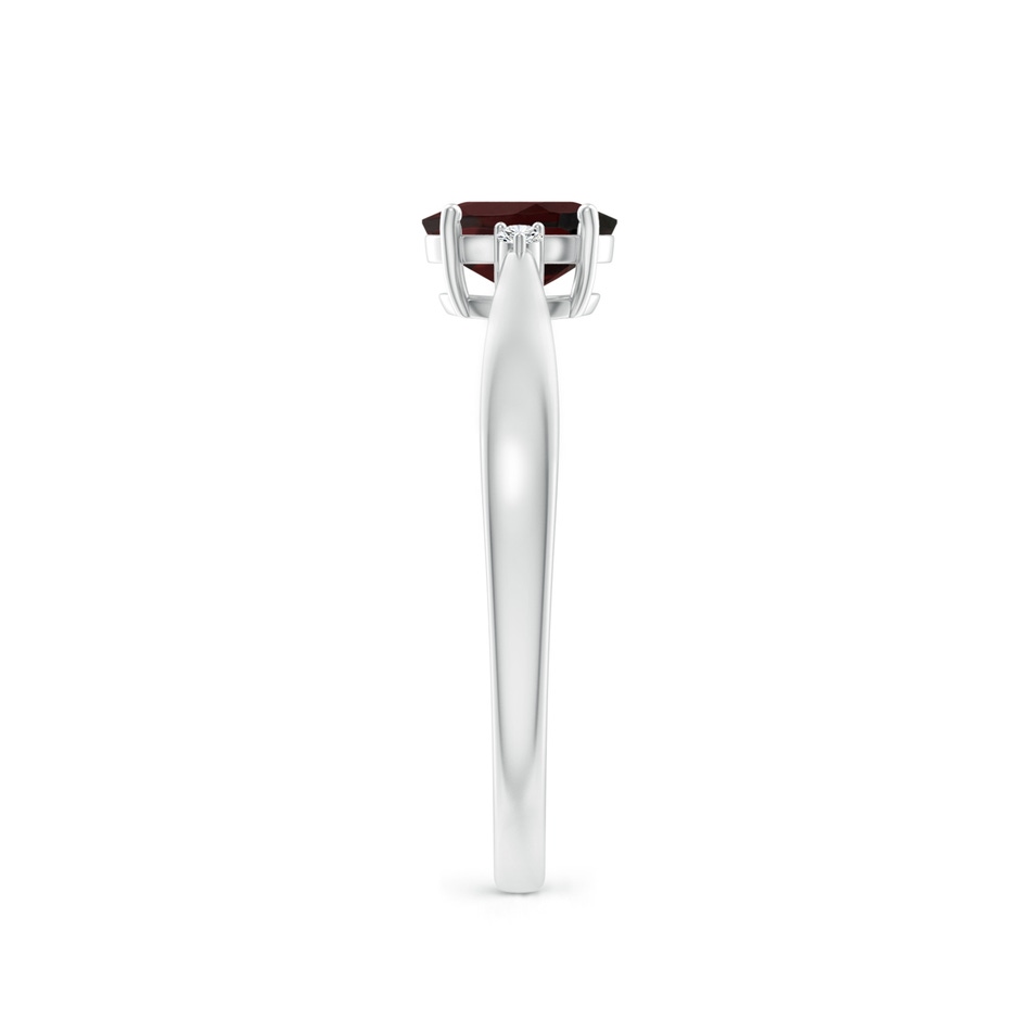 6x4mm A Tapered Shank Garnet Solitaire Ring with Diamond Accents in P950 Platinum side-2