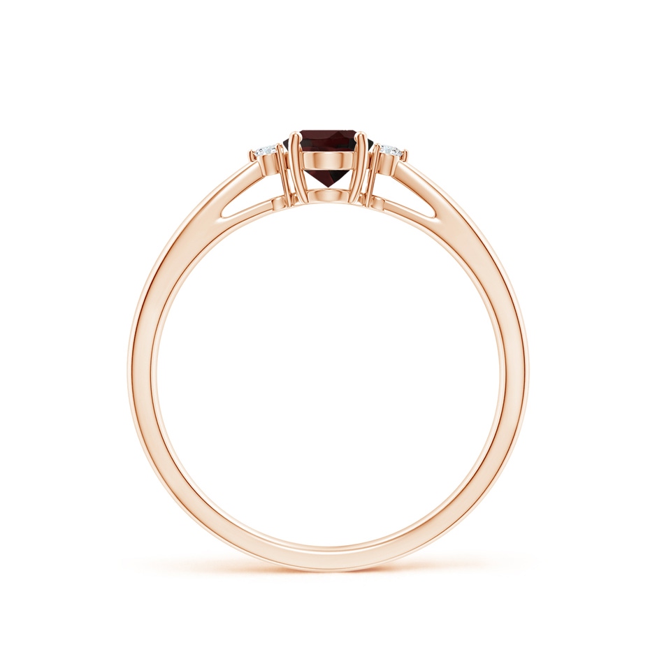 6x4mm A Tapered Shank Garnet Solitaire Ring with Diamond Accents in Rose Gold side-1