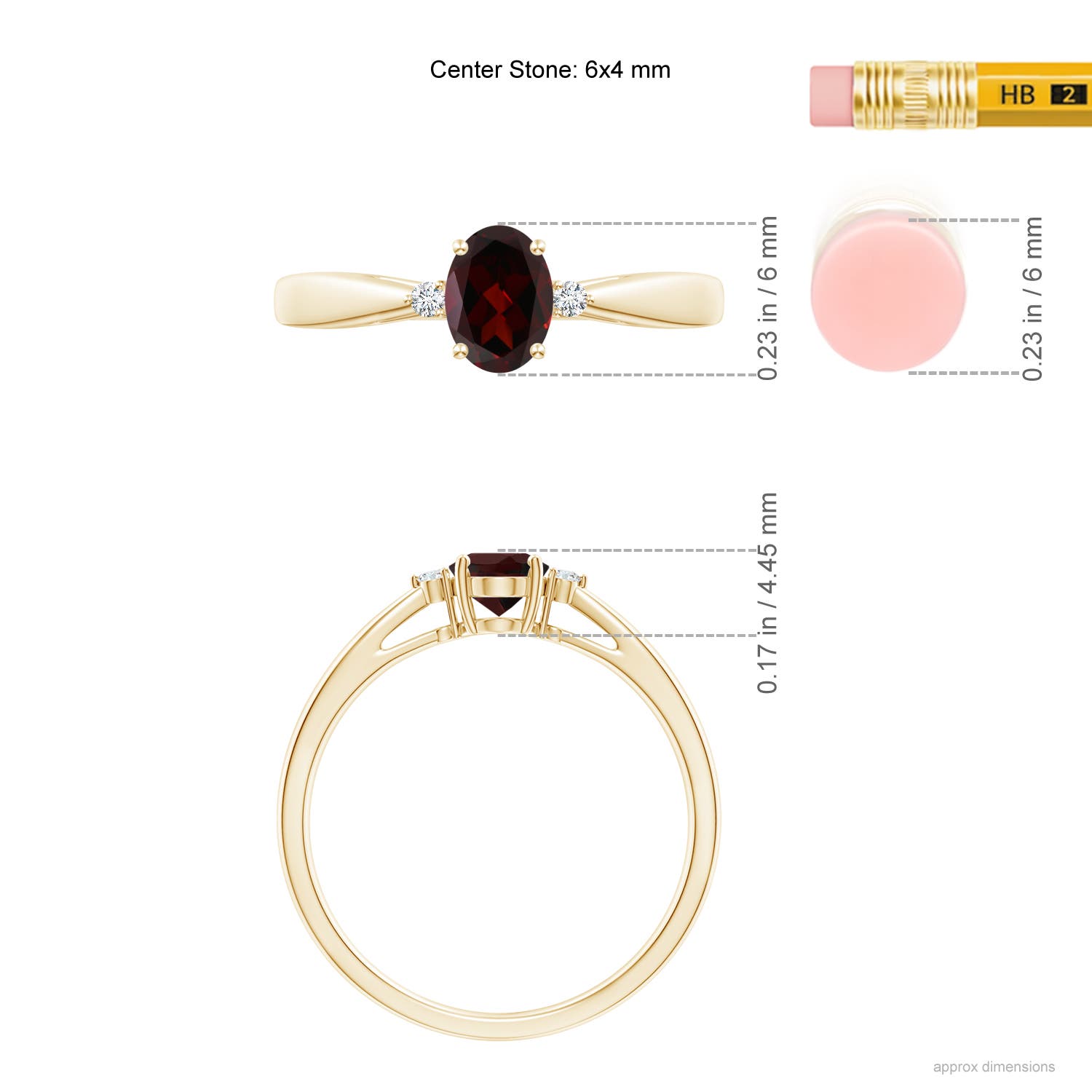 A - Garnet / 0.58 CT / 14 KT Yellow Gold