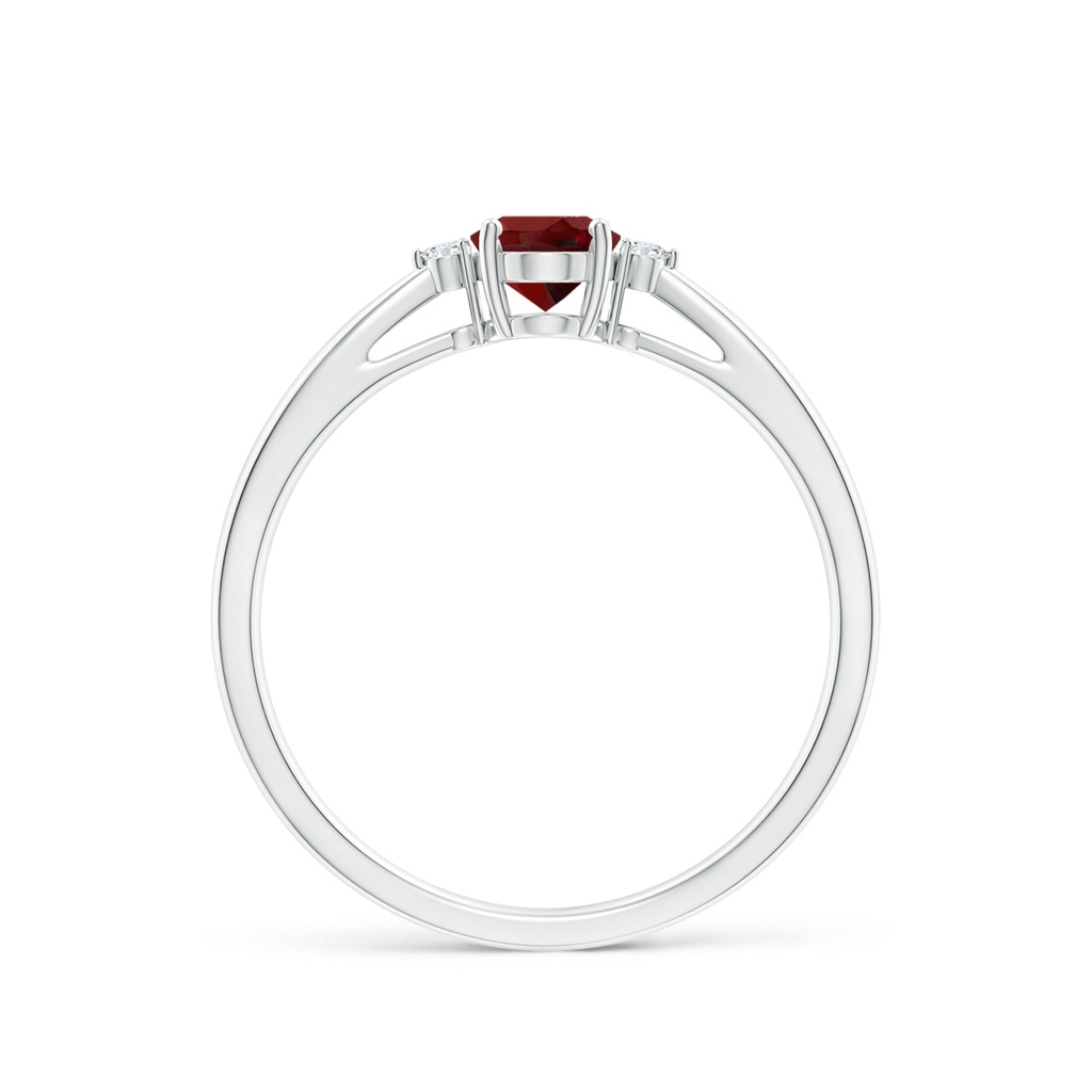 6x4mm AAAA Tapered Shank Garnet Solitaire Ring with Diamond Accents in P950 Platinum - side_1
