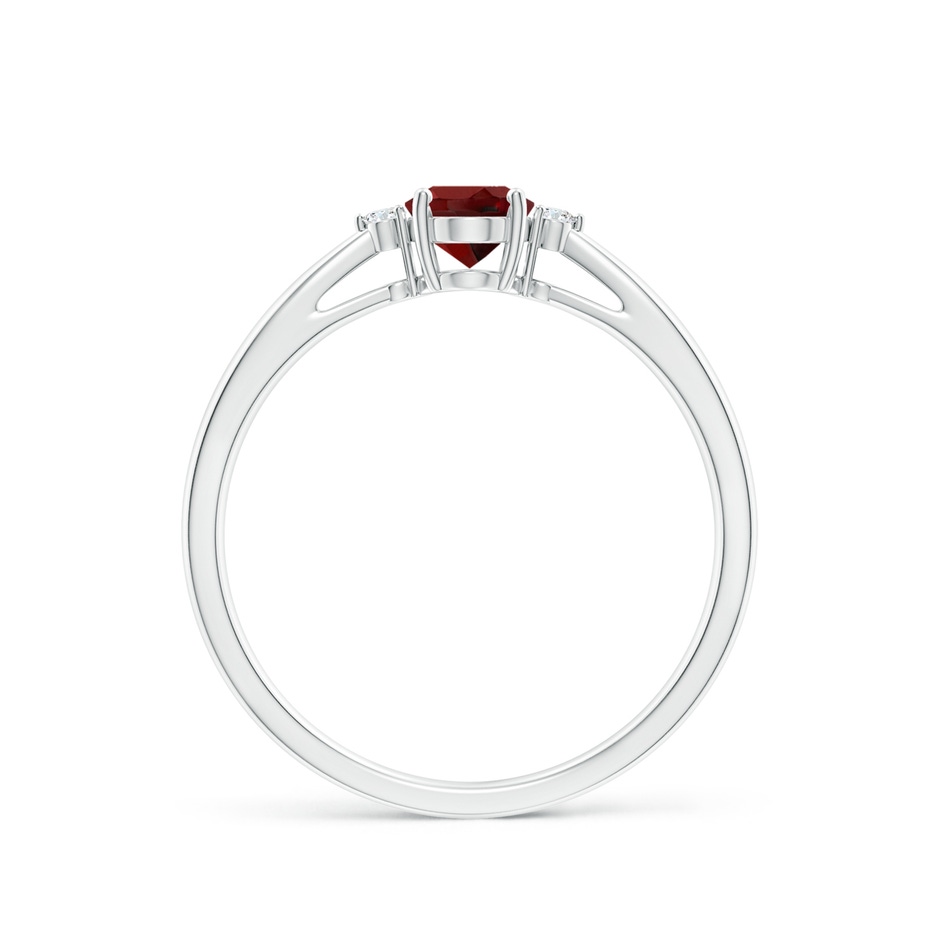 6x4mm AAAA Tapered Shank Garnet Solitaire Ring with Diamond Accents in P950 Platinum side-1