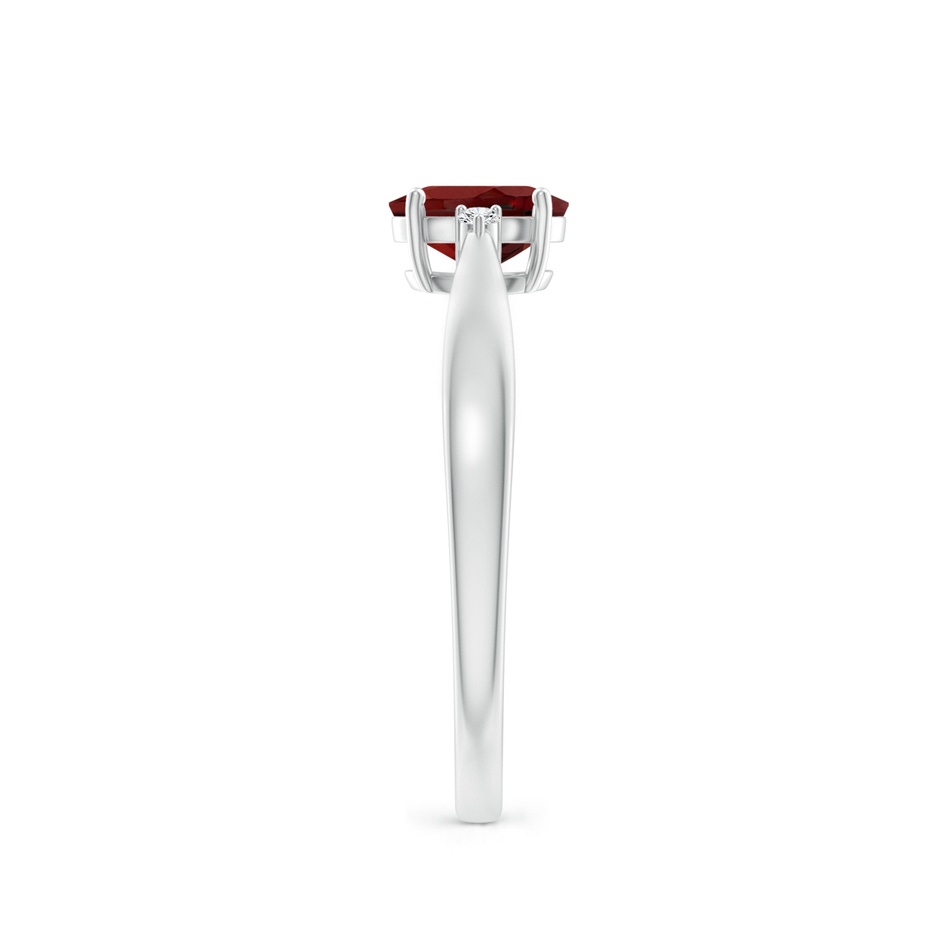 6x4mm AAAA Tapered Shank Garnet Solitaire Ring with Diamond Accents in P950 Platinum side-2
