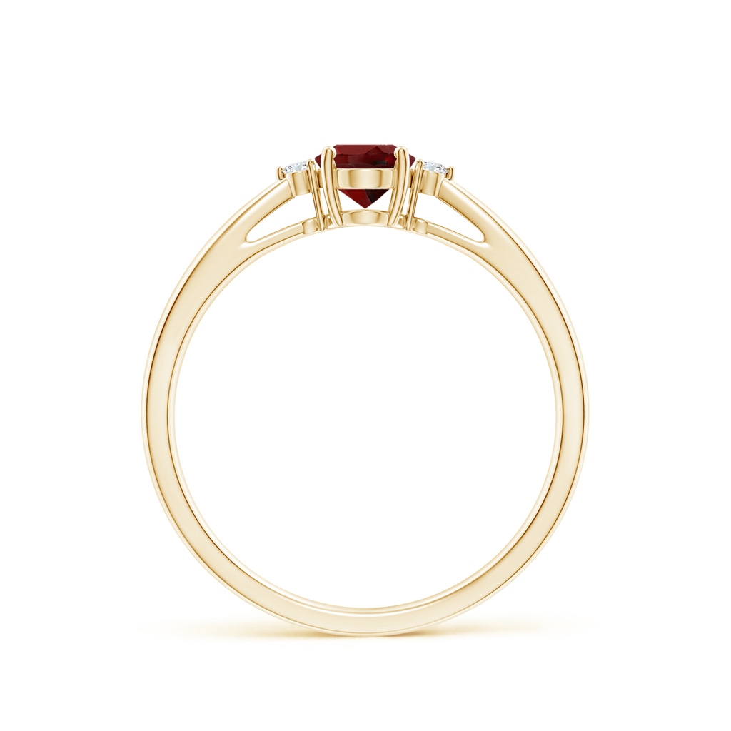 6x4mm AAAA Tapered Shank Garnet Solitaire Ring with Diamond Accents in Yellow Gold - side_1
