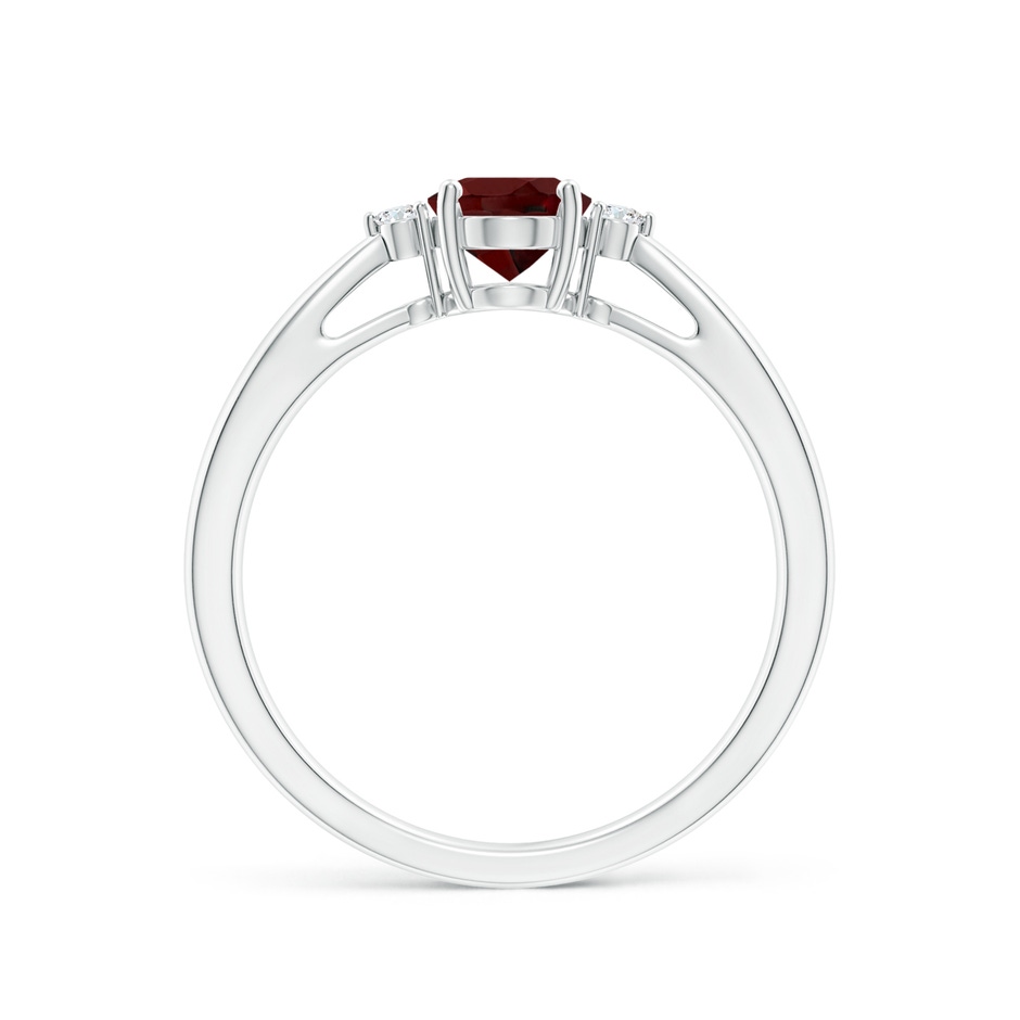 7x5mm AAA Tapered Shank Garnet Solitaire Ring with Diamond Accents in P950 Platinum side-1