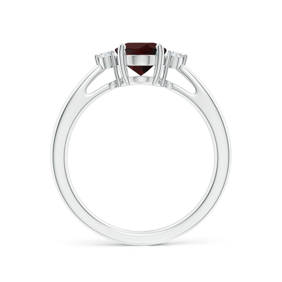 8x6mm A Tapered Shank Garnet Solitaire Ring with Diamond Accents in P950 Platinum side-1