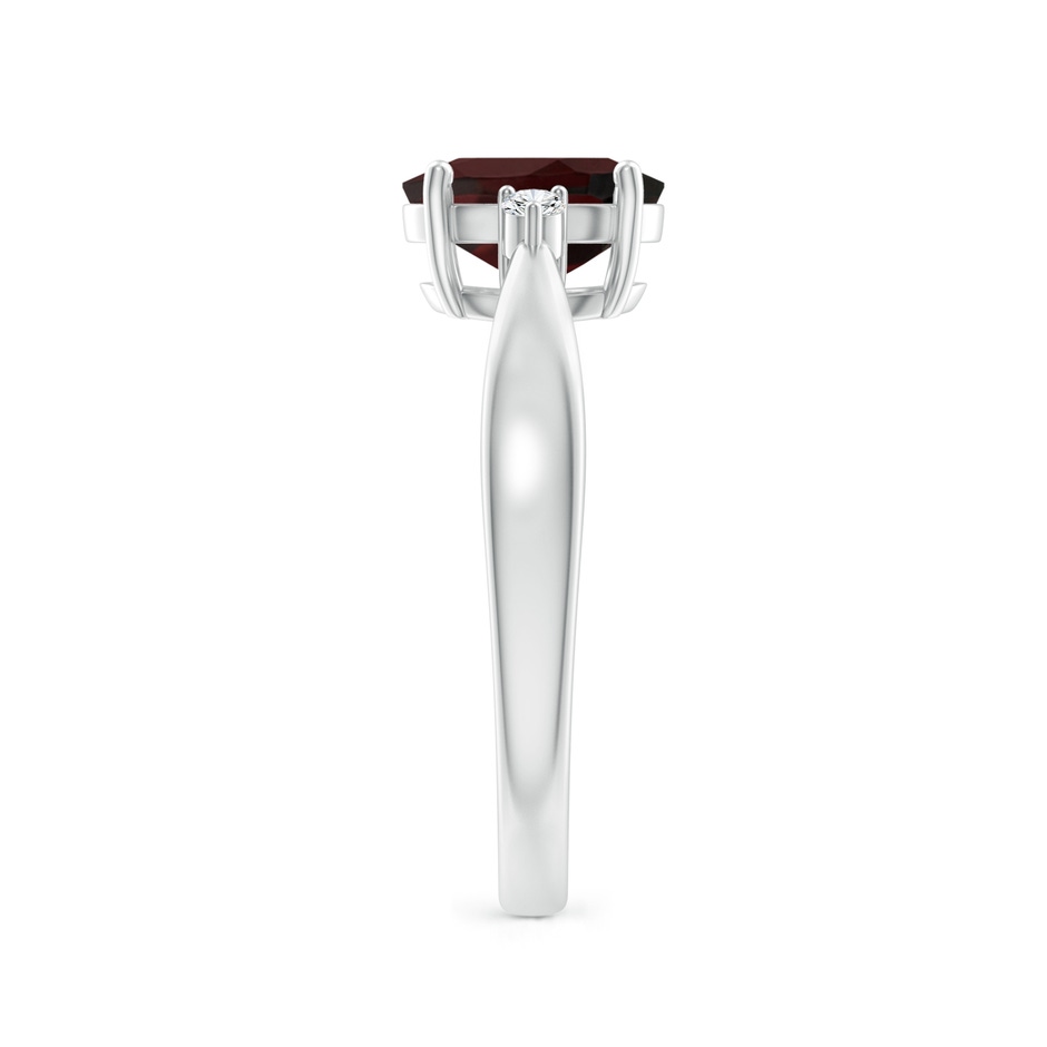8x6mm A Tapered Shank Garnet Solitaire Ring with Diamond Accents in P950 Platinum side-2