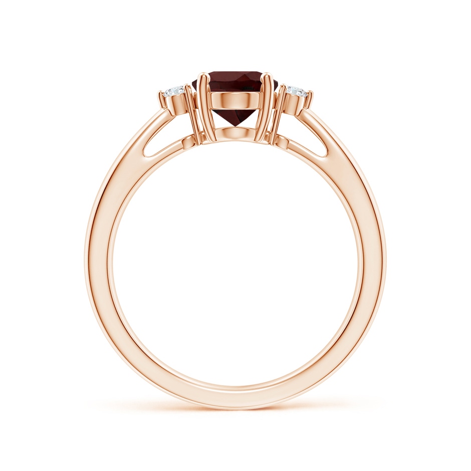 8x6mm AA Tapered Shank Garnet Solitaire Ring with Diamond Accents in Rose Gold side-1