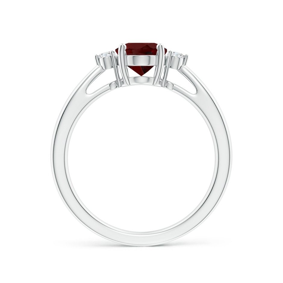 8x6mm AAA Tapered Shank Garnet Solitaire Ring with Diamond Accents in White Gold side-1