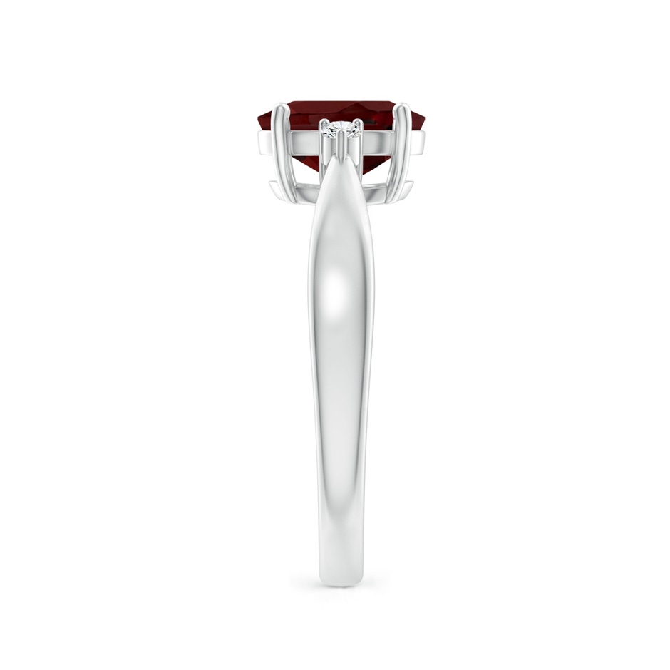 8x6mm AAA Tapered Shank Garnet Solitaire Ring with Diamond Accents in White Gold side-2