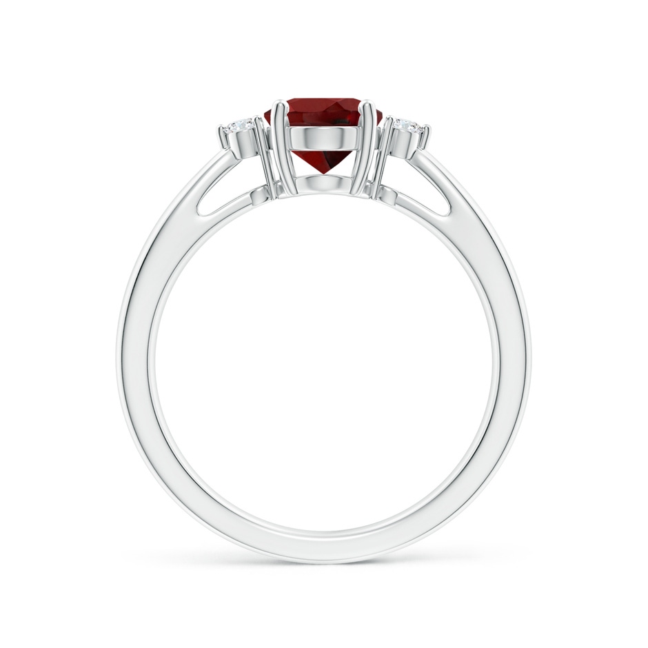 8x6mm AAAA Tapered Shank Garnet Solitaire Ring with Diamond Accents in P950 Platinum side-1