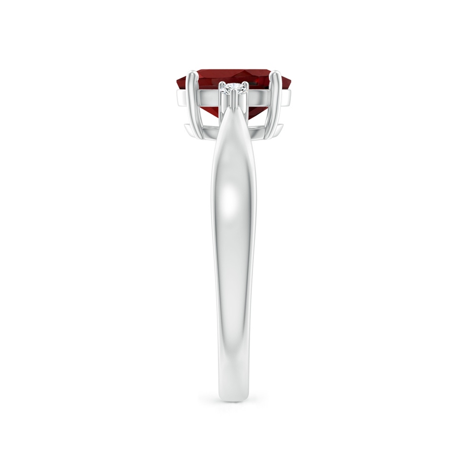 8x6mm AAAA Tapered Shank Garnet Solitaire Ring with Diamond Accents in P950 Platinum side-2