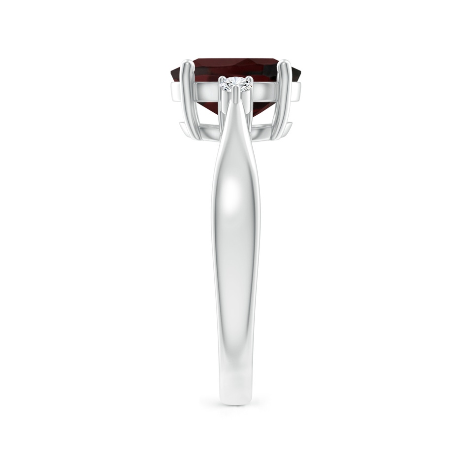 9x7mm A Tapered Shank Garnet Solitaire Ring with Diamond Accents in White Gold side-2