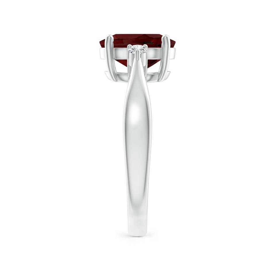 9x7mm AAA Tapered Shank Garnet Solitaire Ring with Diamond Accents in White Gold side-2