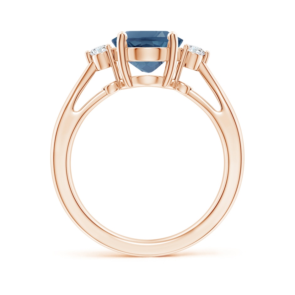 10x8mm A Tapered Shank London Blue Topaz Ring with Diamond Accents in 18K Rose Gold side 199
