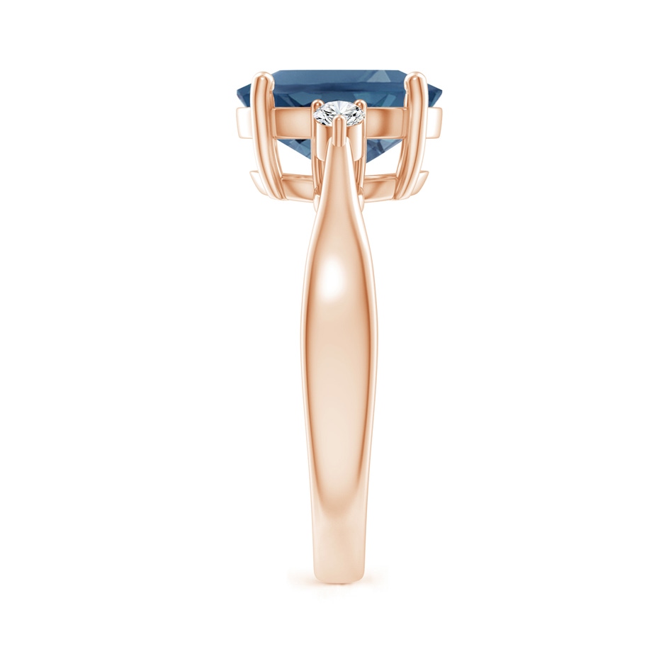 10x8mm A Tapered Shank London Blue Topaz Ring with Diamond Accents in 18K Rose Gold side 299