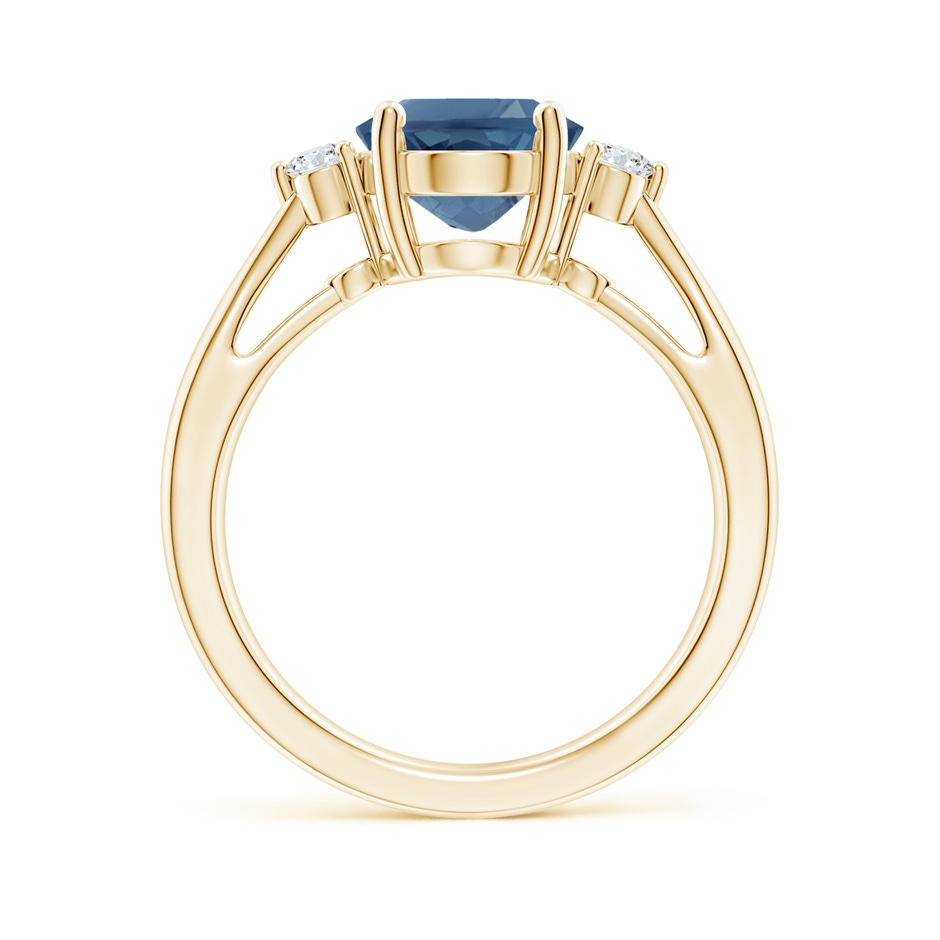 10x8mm A Tapered Shank London Blue Topaz Ring with Diamond Accents in 18K Yellow Gold side 199