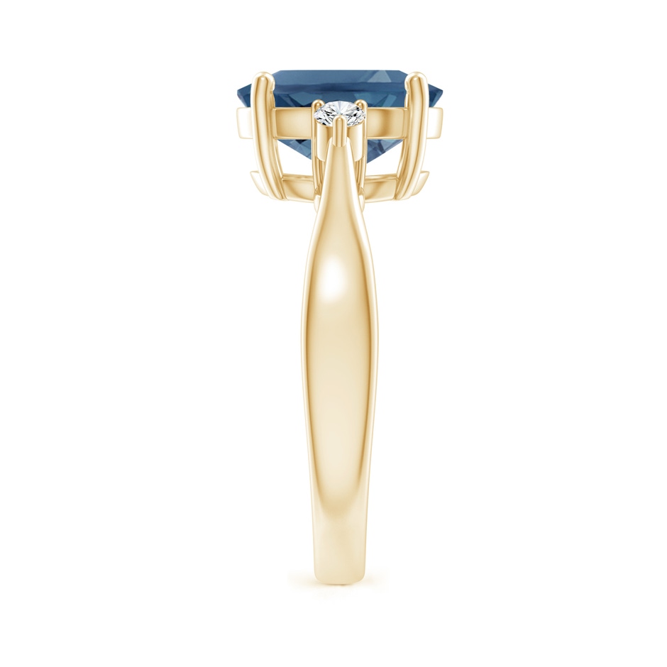10x8mm A Tapered Shank London Blue Topaz Ring with Diamond Accents in 18K Yellow Gold side 299