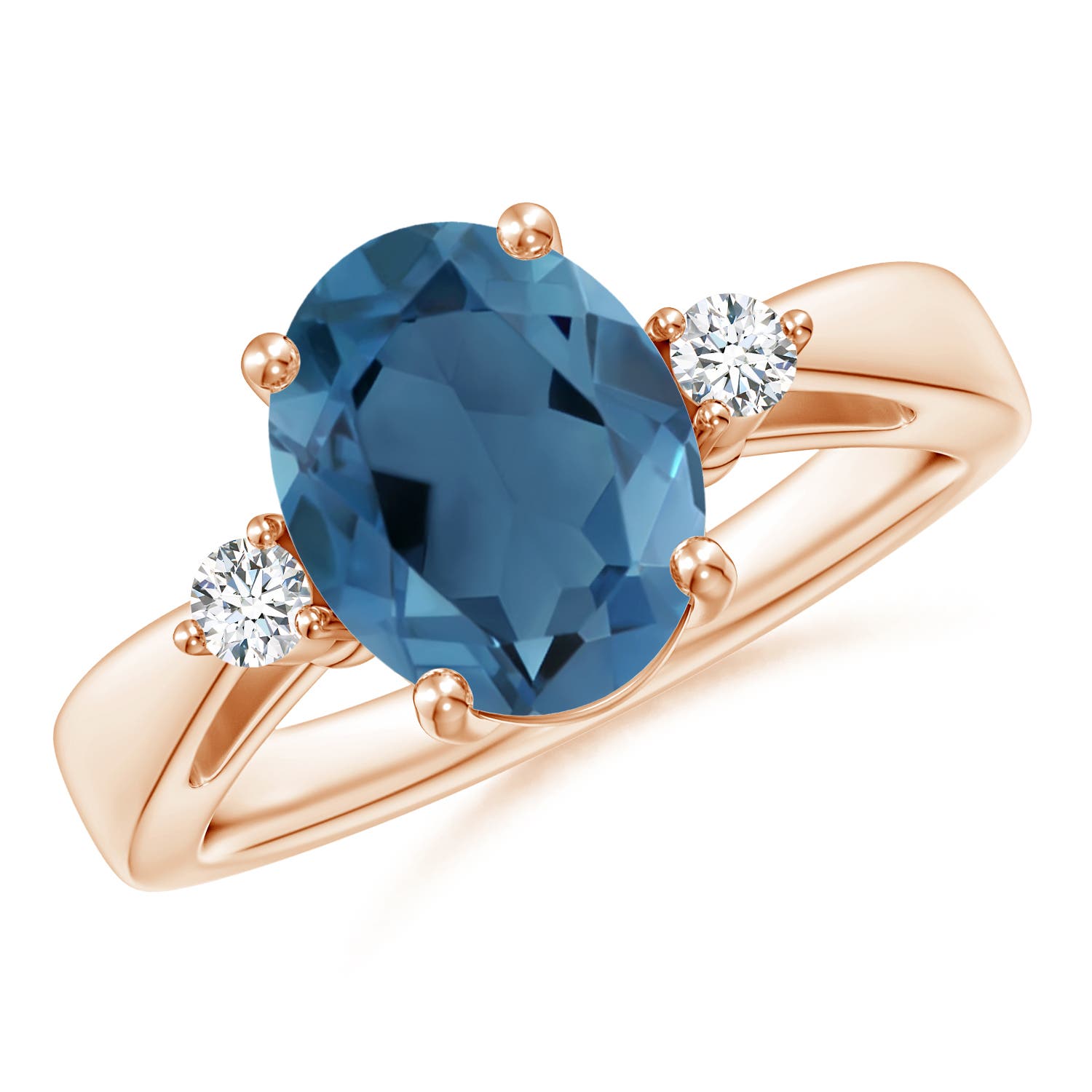 A - London Blue Topaz / 3.34 CT / 14 KT Rose Gold