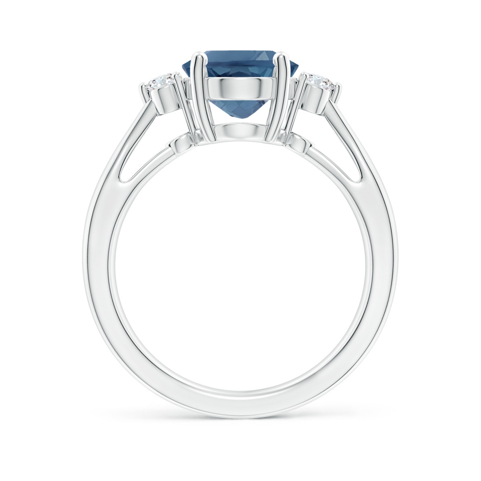 10x8mm A Tapered Shank London Blue Topaz Ring with Diamond Accents in S999 Silver side 199