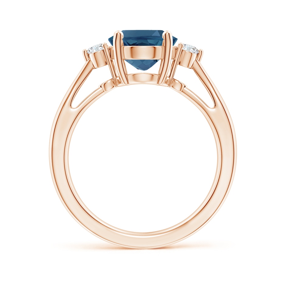 10x8mm AA Tapered Shank London Blue Topaz Ring with Diamond Accents in Rose Gold side 199