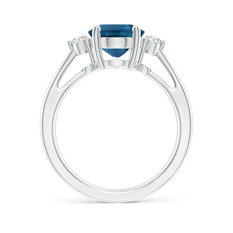 10x8mm AAA Tapered Shank London Blue Topaz Ring with Diamond Accents in S999 Silver side 199