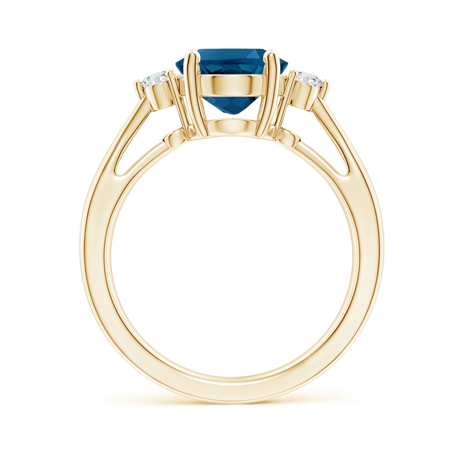 10x8mm AAAA Tapered Shank London Blue Topaz Ring with Diamond Accents in 18K Yellow Gold side 199