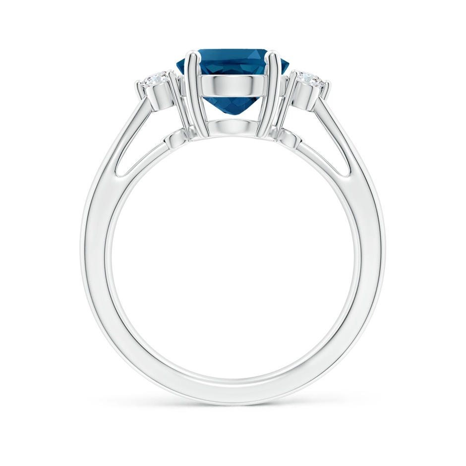 10x8mm AAAA Tapered Shank London Blue Topaz Ring with Diamond Accents in P950 Platinum side 199