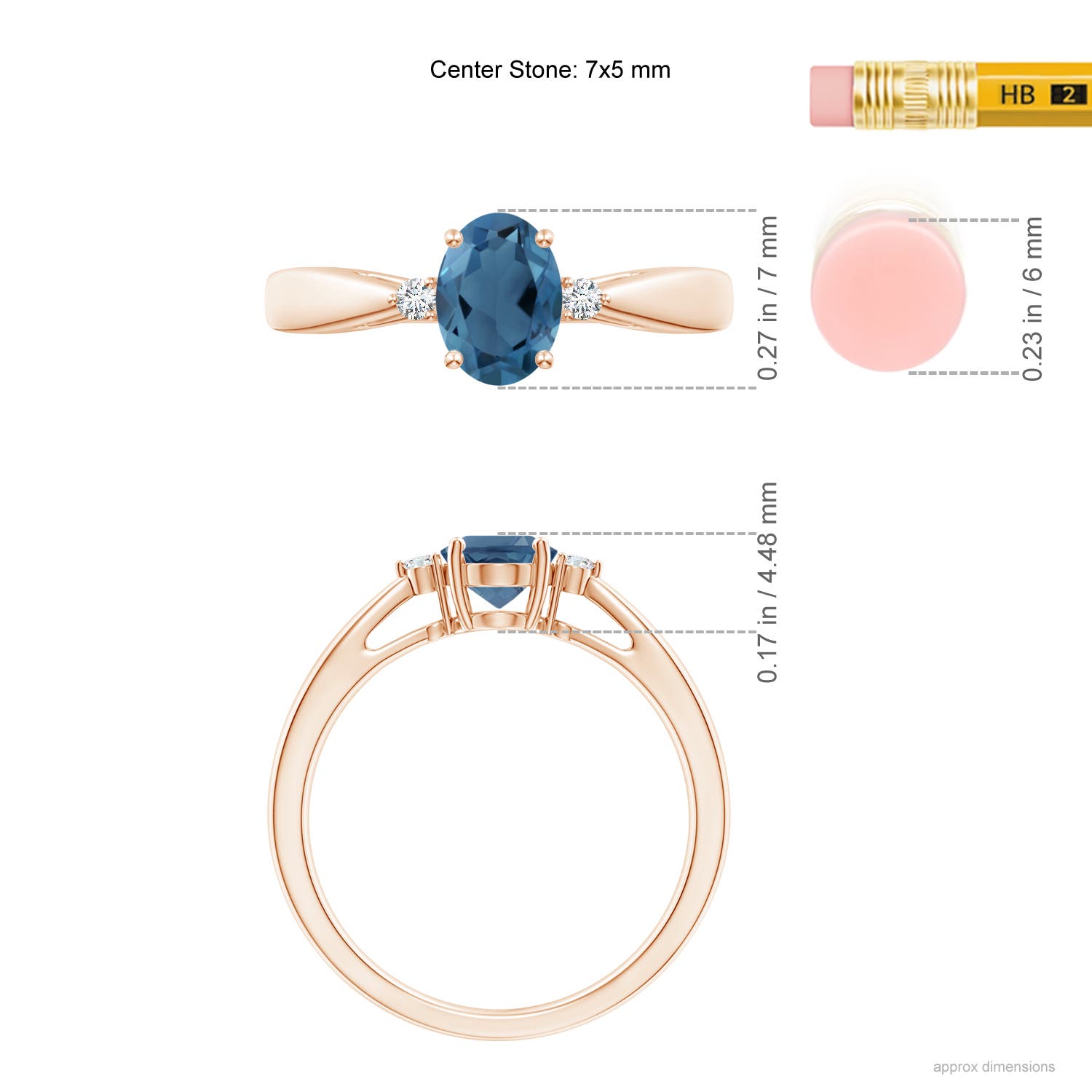 A - London Blue Topaz / 0.99 CT / 14 KT Rose Gold