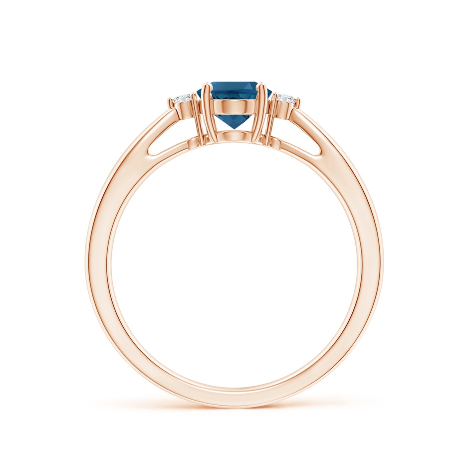 7x5mm AAA Tapered Shank London Blue Topaz Ring with Diamond Accents in Rose Gold side 199