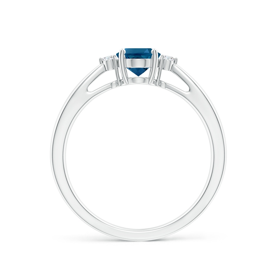 7x5mm AAAA Tapered Shank London Blue Topaz Ring with Diamond Accents in S999 Silver side 199