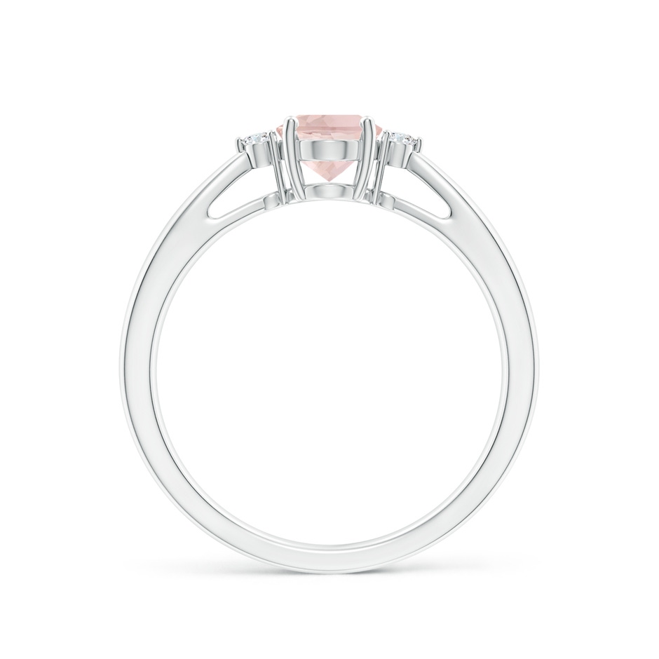 7x5mm A Tapered Shank Morganite Solitaire Ring with Diamond Accents in White Gold side 199