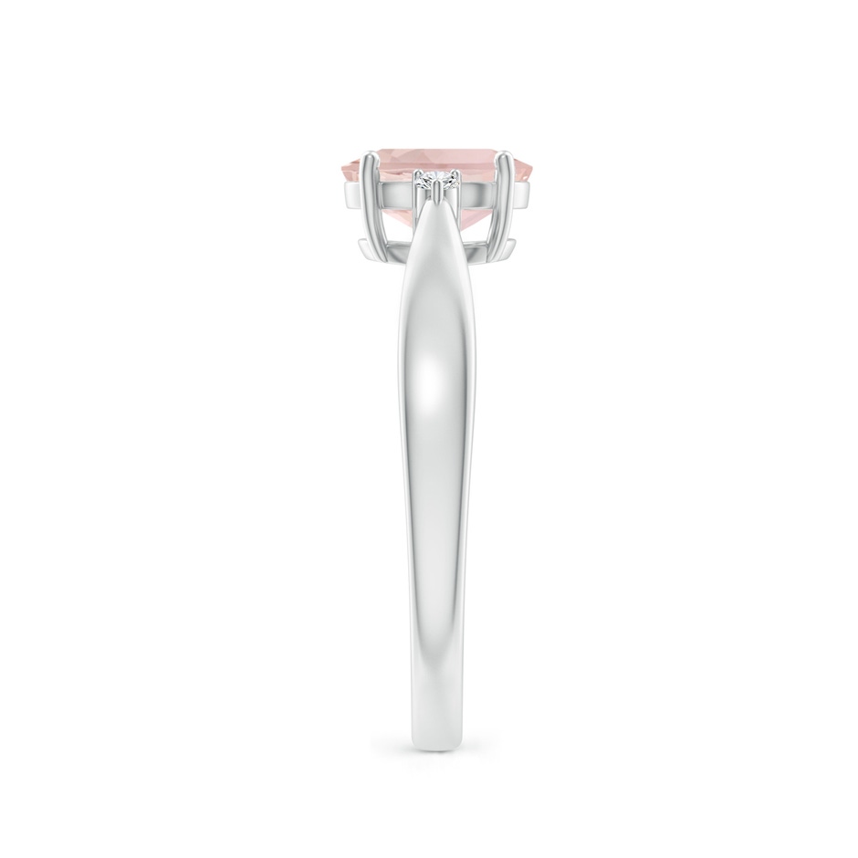 7x5mm A Tapered Shank Morganite Solitaire Ring with Diamond Accents in White Gold side 299