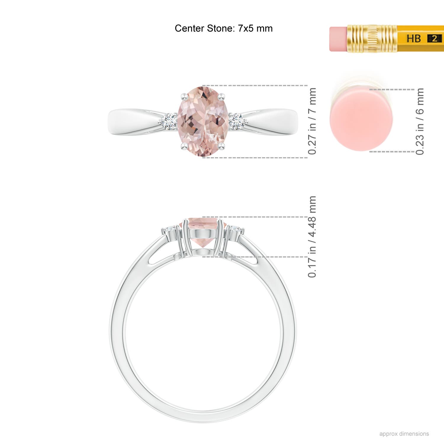 AA - Morganite / 0.74 CT / 14 KT White Gold